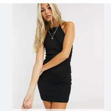 COLLUSION Ribbed Halter Mini Dress 2 Black