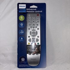 Philips 6-Device Universal Remote Control, Silver Backlit Bright White LED