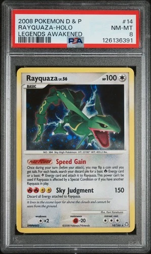 Pokemon Rayquaza Legends Awakened Holo Rare #14 PSA 8