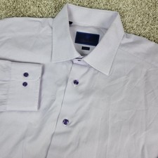 David Donahue Trim Mens 17.5-34/35 Purple Button Up Long Sleeve