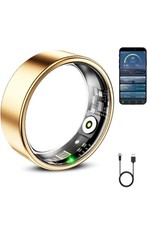 Gold Smart Ring Size 10 Fitness Tracker Heart Rate SpO2 Sleep Waterproof