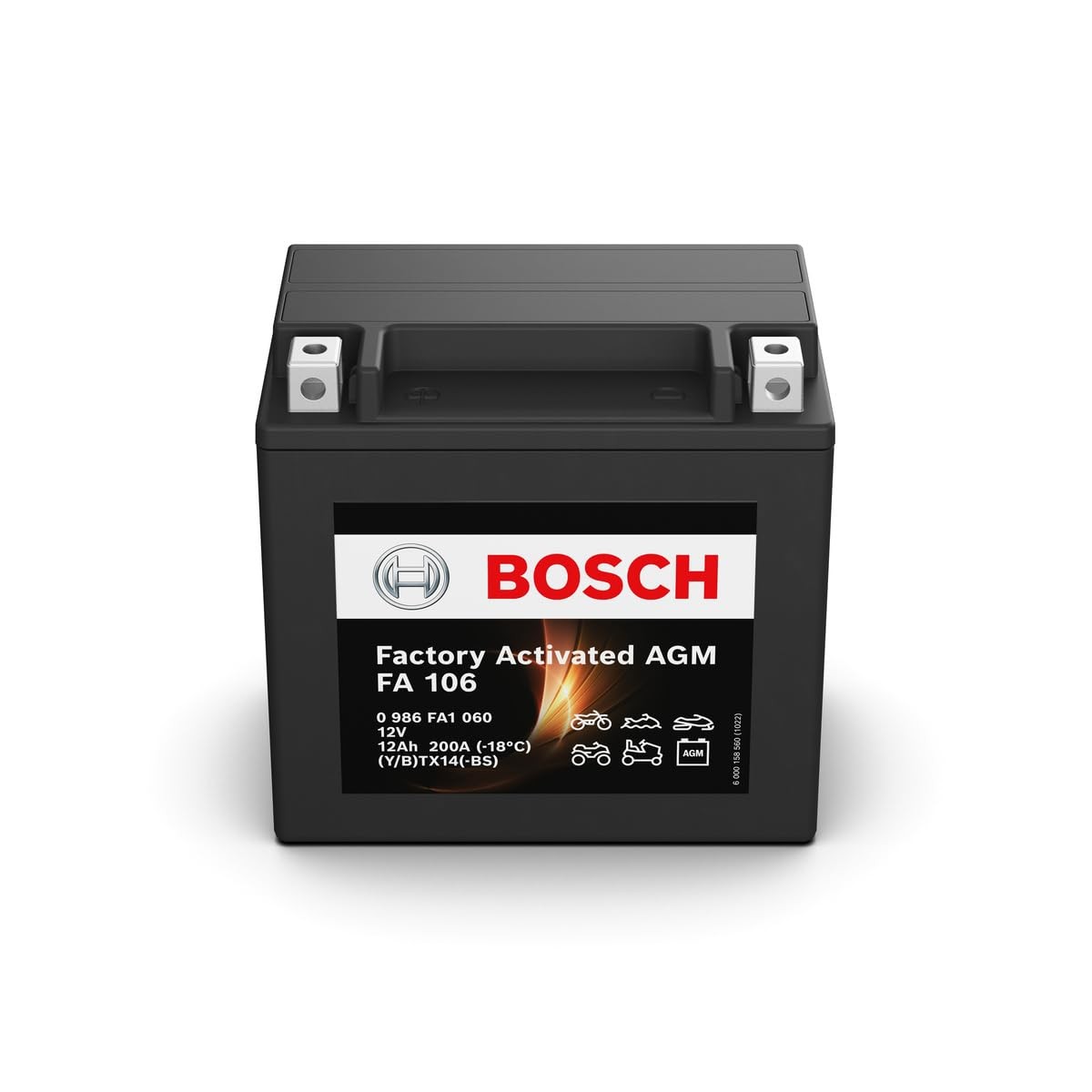 Batterie YTX14-BS Bosch FA106 12V anti-panne de démarrage pour moto et quad