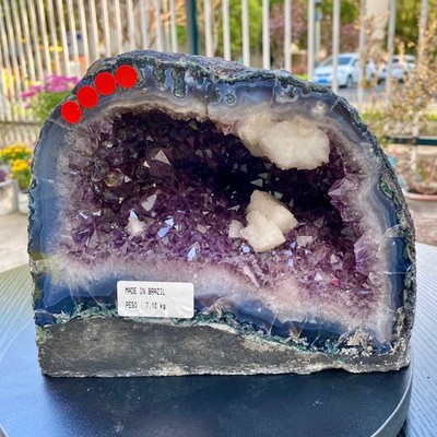 15.5LB Natural Amethyst Geode Quartz Crystal Cluster Cathedral Energy healing