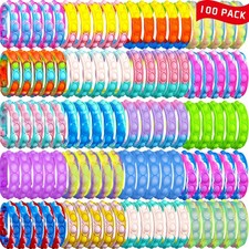 100PCS Pop Fidget Bulk Bracelets Toys, Fidget Popper Bracelet Pack, Durable a...