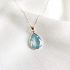 8.20Ct Natural Aquamarine Pendant 14K Yellow Gold March Birthstone Minimalist