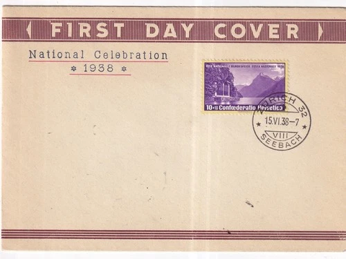 Switzerland National Celebration 1938 First Day Cover