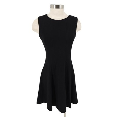 Zara Basic Fit Flare Dress Black Sleeveless Pullover Stretch Knit Womens Medium