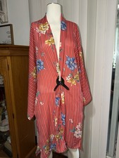 Umgee S M Floral Striped Long Kimono Womens Summer Cardigan
