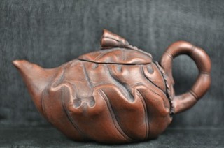 A Master Class Vintage Chinese Yixing Zisha Ceramic Lotus Teapot c1960s