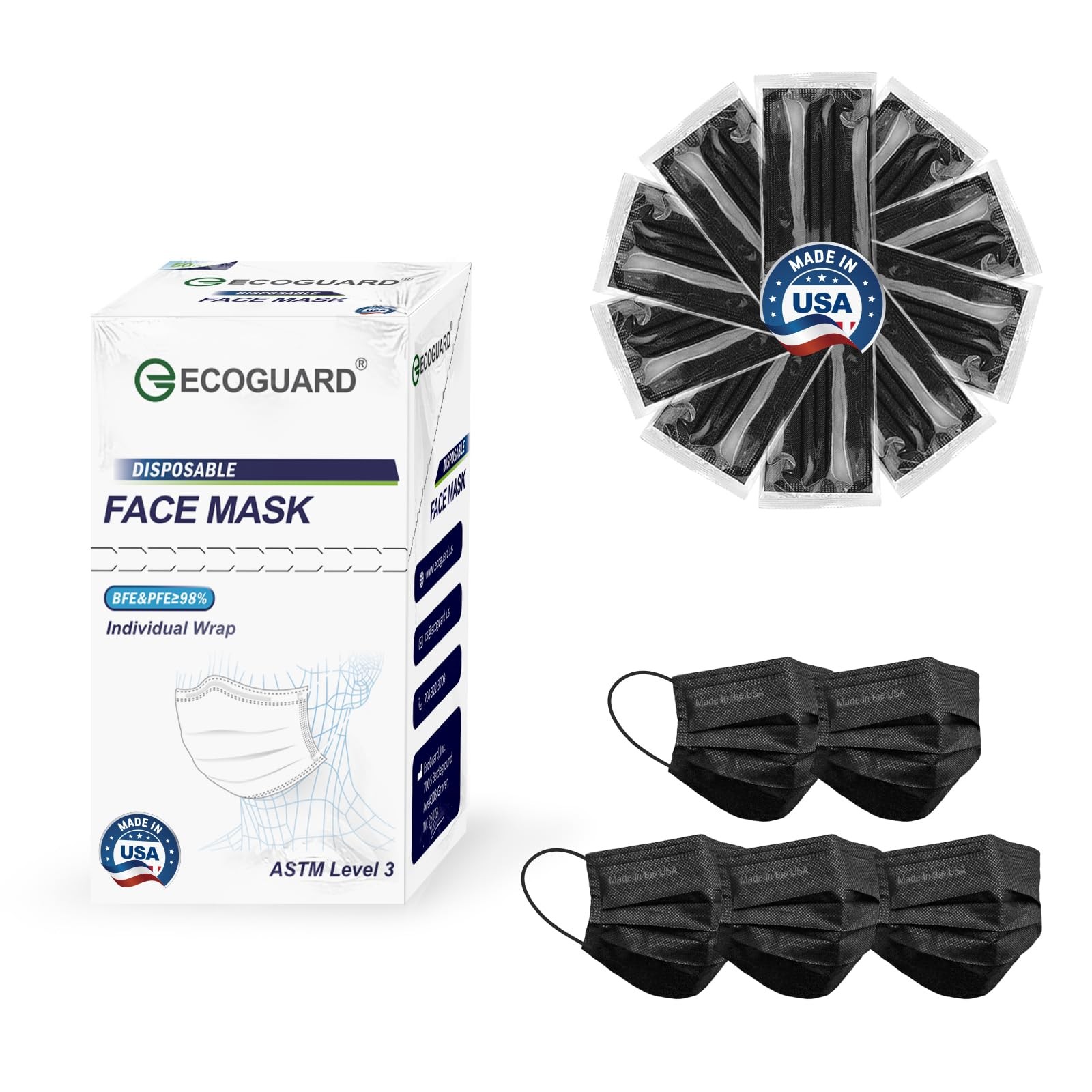 USA Made 4-Ply Disposable Face Masks