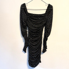 SHEIN Black Glitter Party Dress Sheer Sleeves Women’s Size 6 Medium