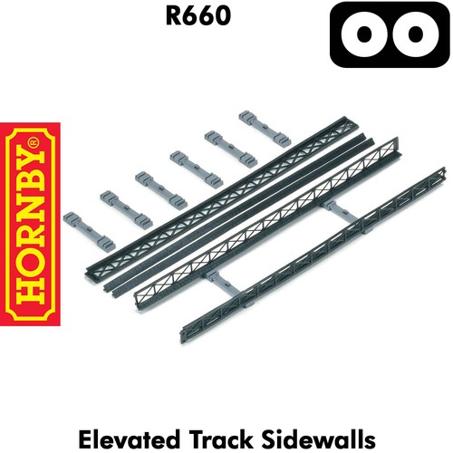 ERHÖHTE GLEISSEITENWÄNDE passend für 1220 mm gebogenes & gerades Gleis auf Pfeilern HORNBY R660 | Zustand: New