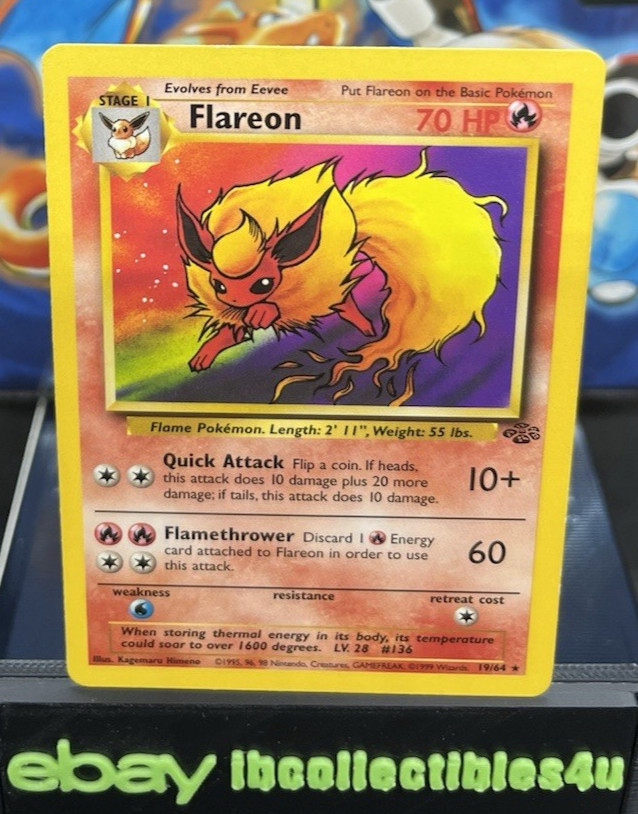 Flareon 19/64 Jungle Non Holo Ungraded Near Mint Pokémon Card 1999 WOTC F/S