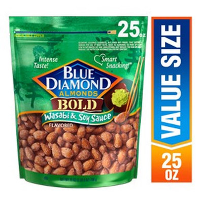 Blue Diamond Almonds, BOLD Flavored Wasabi & Soy Sauce Snack Nuts Perfect for Lu