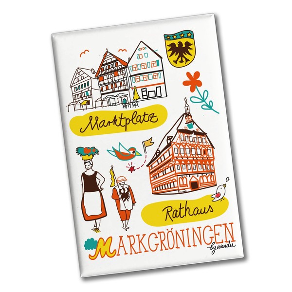 MarkgröNingen Wimmelbild Souvenir Souvenir Magnet - Marktplatz-image