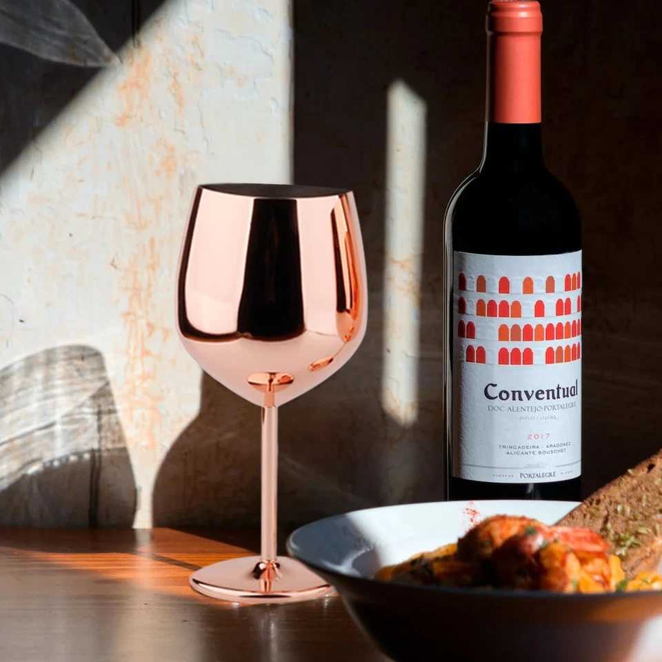 Copa de vino de acero inoxidable 18 oz - Juego de 2 cobre - 3,6" D x 8,3" H (851012) Foto 4 de 4