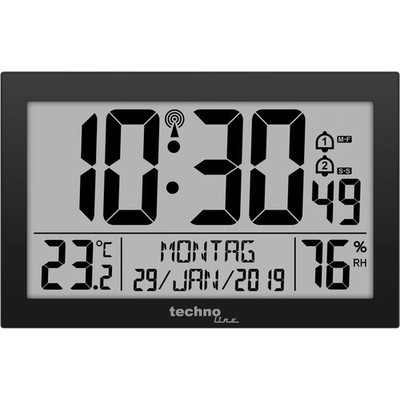 TECHNOLINE WS 8016 Funkwanduhr Schwarz LCD