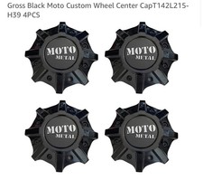 Moto Metal T142l215-h39 Gloss Black Wheel Center Caps Set Of 4 W Screws New