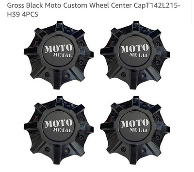 Moto Metal T142L215-H39 Gloss Black Wheel Center Caps Set of 4 w/ Screws NEW
