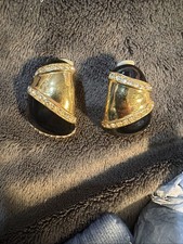 Vtg CINER Earrings Gold Tone Black Rhinestone...