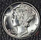 1940-D Mercury Dime, Gem BU, Full Bands