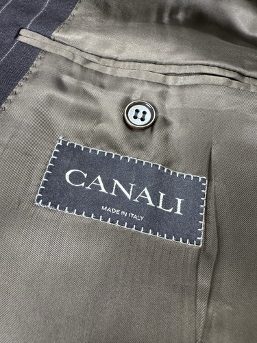 Canali Men's 44L Blazer Suit Jacket Sport Coat 100% wool Brown Striped Luxury - Picture 4 of 11