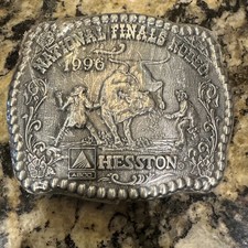 1996 Hesston National Rodeo Finals Belt Buckle New Old Stock Sealed Unopened