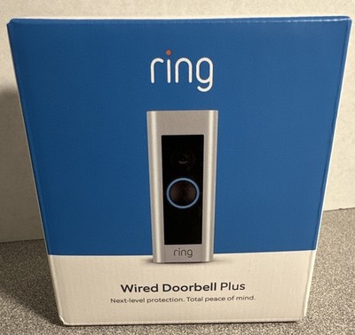 New Ring Wired Video Doorbell Plus  Satin Nickel 1080P HD Wi-Fi Sealed Box