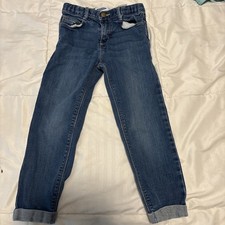Old Navy Girls Blue jeans 5T, cuffed, boyfriend jeans, Adjustable Waist Used