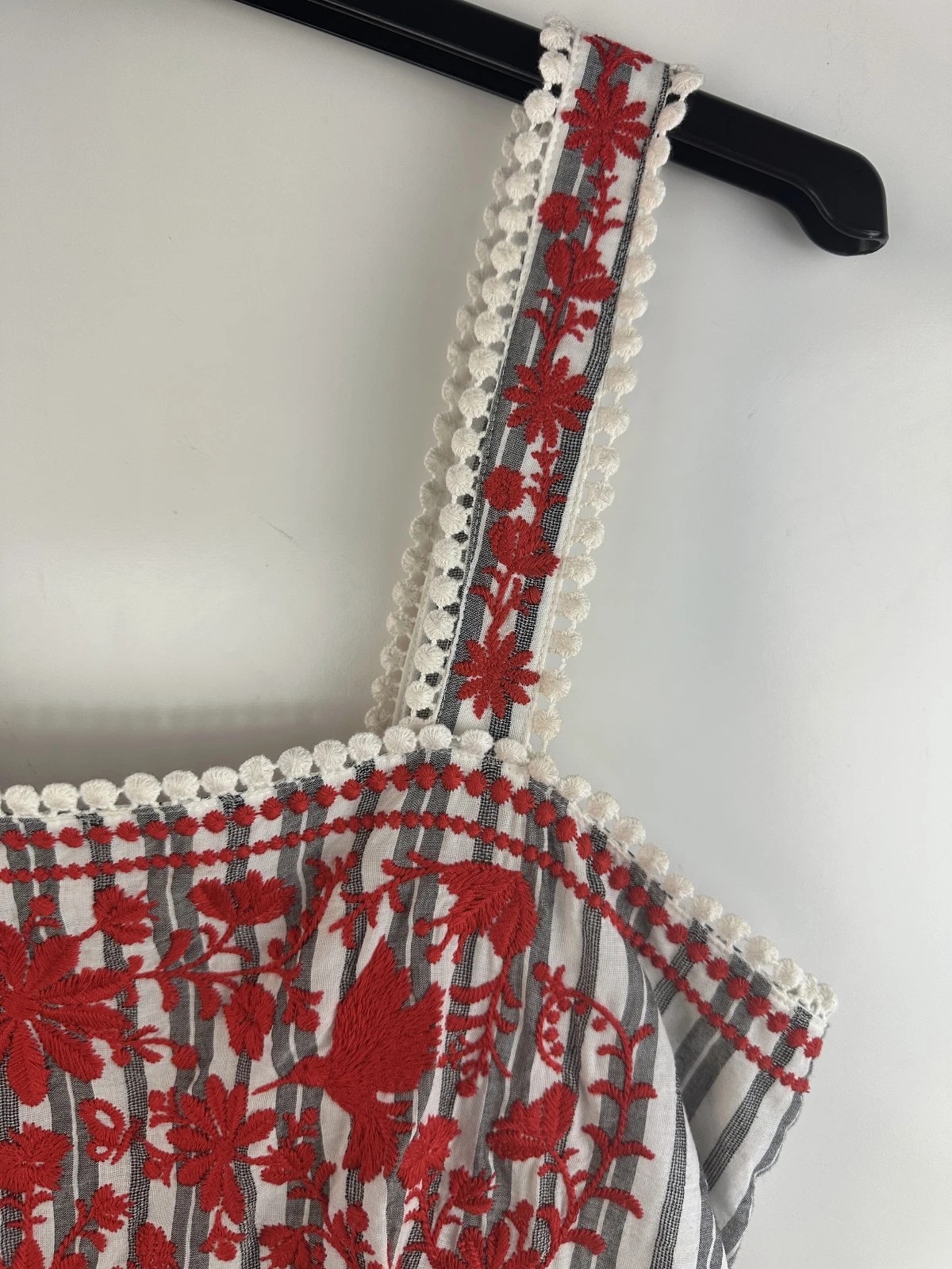 Abito midi senza maniche Kate Spade x Broome Street righe ricamate floreali grande
