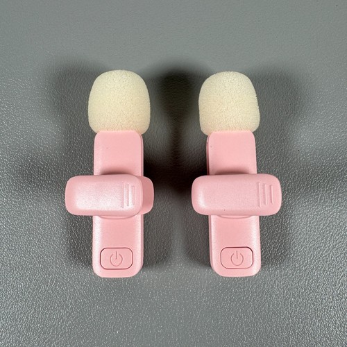 Wireless Lavalier Dual Microphones for iPhone/iPad | PINK Clip-On Lapel Mic - Picture 3 of 12