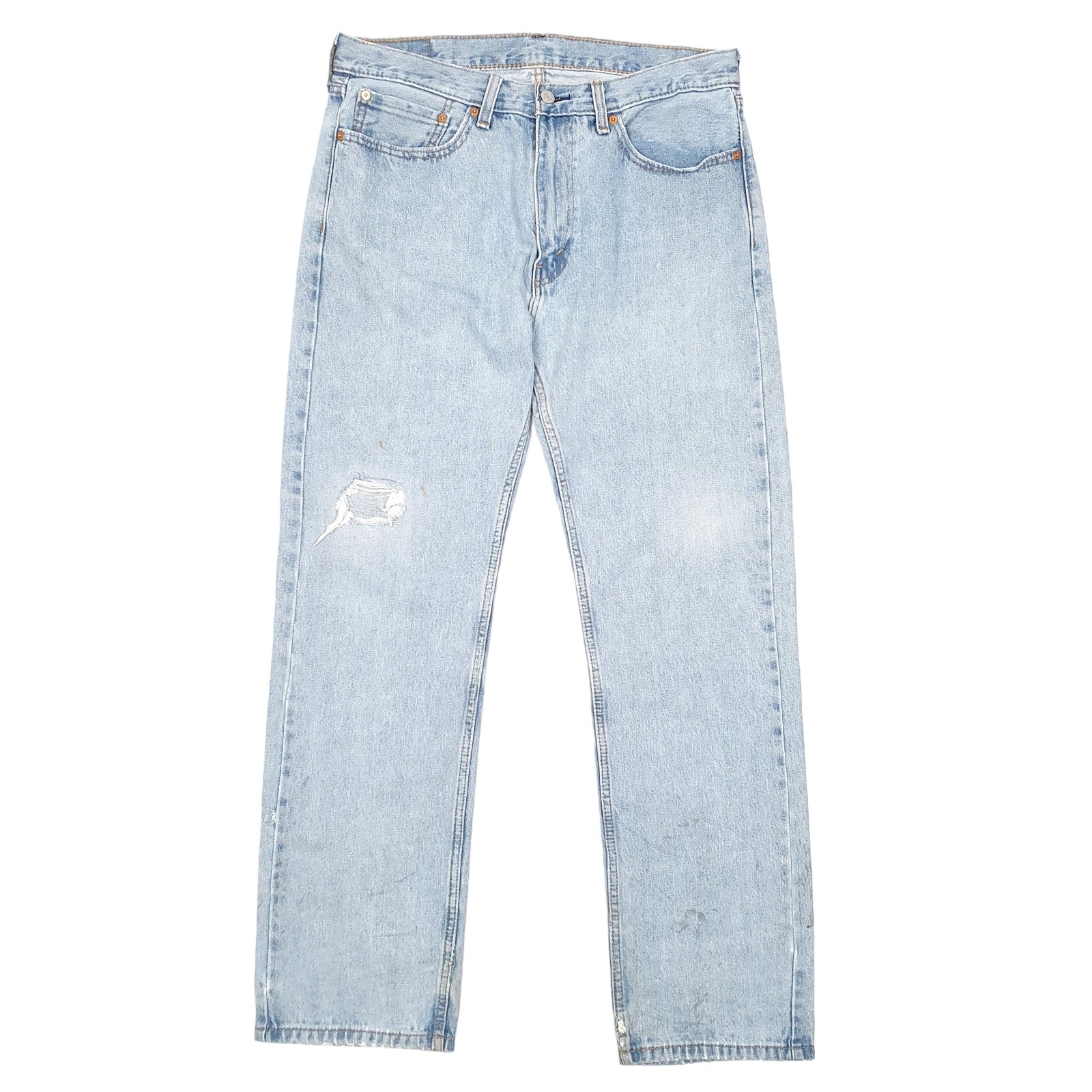 LEVIS 505 Jeans Regular Fit Blue Denim Trousers Mens W35 L32 image 2