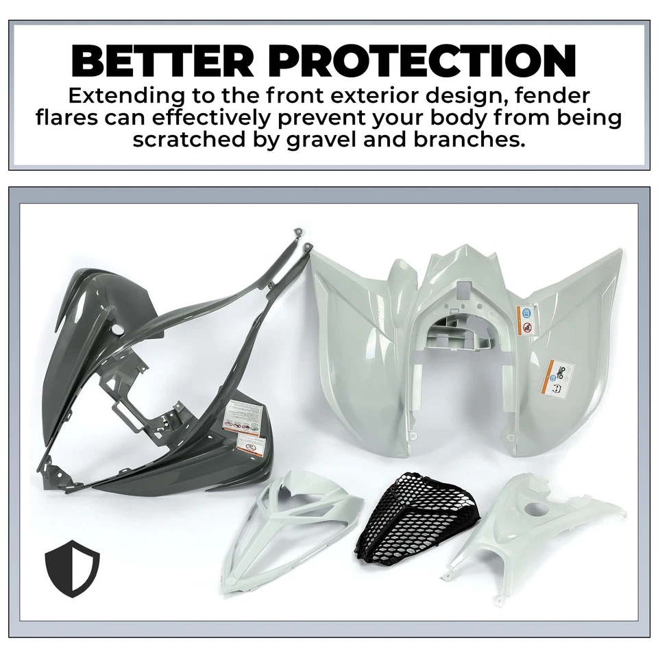塑料套件车身挡泥板全套灰色适用于 2006 - 2024 年雅马哈猛禽 700 — 第 3/4 张图片