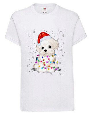 Merry Christmas Westie Dog Children's Teens T Shirt Various Colours And Sizes
