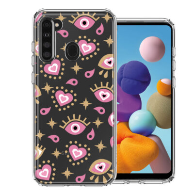 For Samsung Galaxy A21 Pink Evil Eye Lucky Love Law Of Attraction