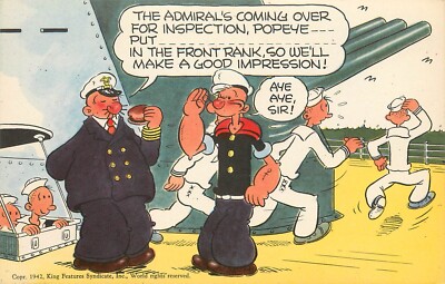 WWII Popeye the Sailor Man Postcard Wimpy Eats Hamburger King