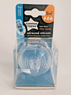 Tommee Tippee Fast Flow Nipples 6M+ 2 PACK Advanced Anti Colic