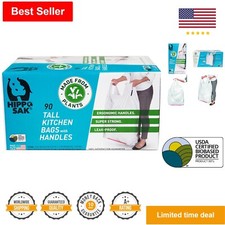 Plant Based Tall Kitchen Bags - 13 Gallon, 90 Count - Puncture  Leak Proof