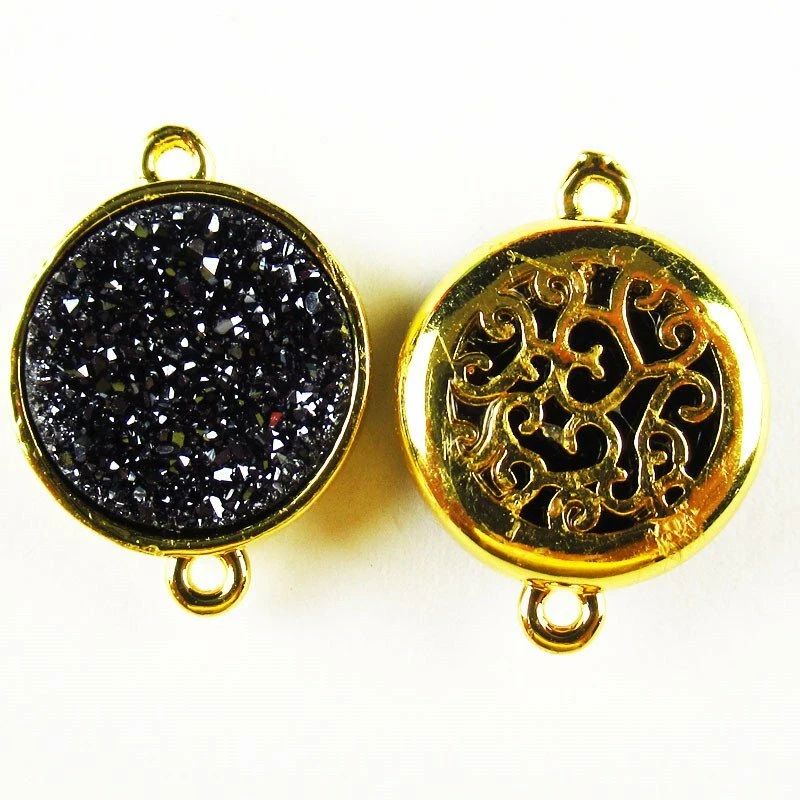 10 Piezas Cristal Titanio Ágata Druzy Cuarzo Geoda Conector Colgante Cuentas 117BBS Foto 4 de 4