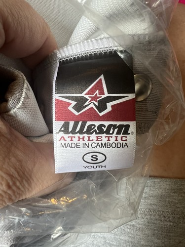 Alleson Youth Small Baseball Pants In Grey With Navy Blue Piping - Picture 4 of 4