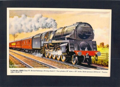 E5299 UK 92022 Class 9F British Railways Steam Locomotive vintage postcard