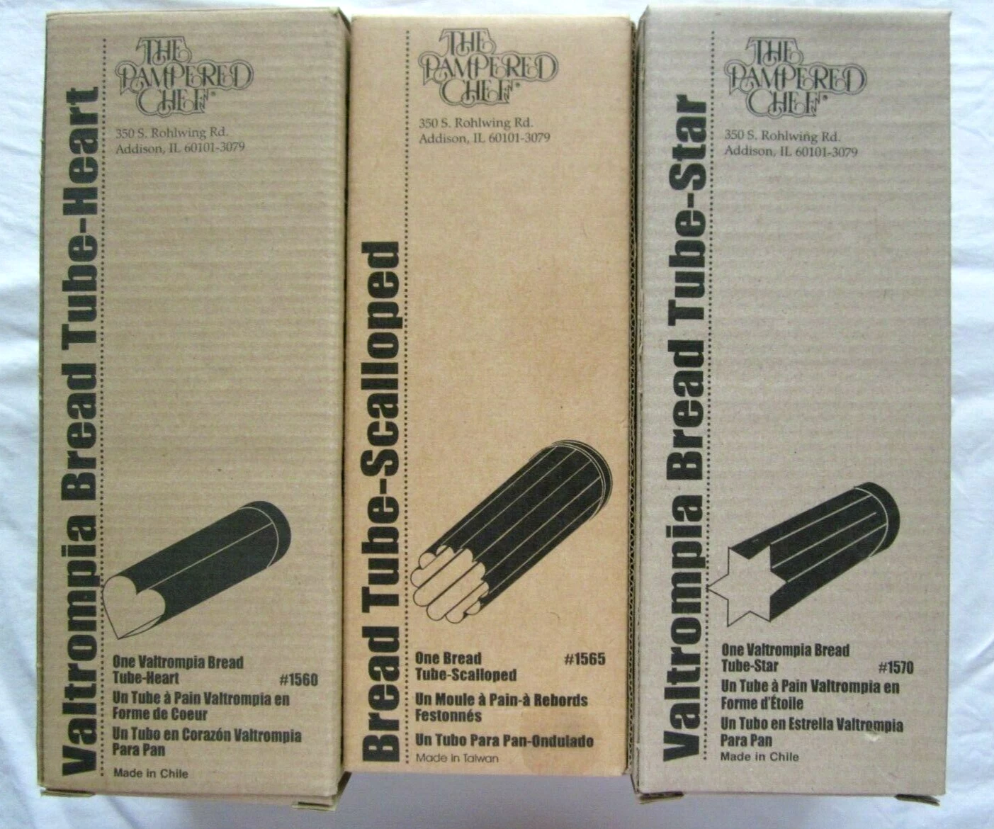 The Pampered Chef Valtrompia Bread Tubes~ Heart, Flower & Star ~ Lot of 3 ~ New