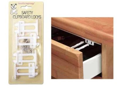 BEAUTIFUL BEGINNINGS Baby Toddler Child Cupboard / Drawer Safety Locks Safety Prevents Trapped Finger