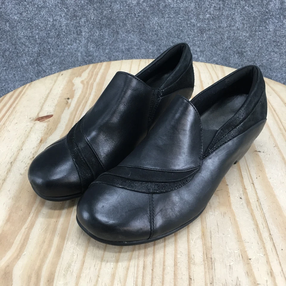Aravon Tacones Mujer 8.5 D Provenza Asimétrico Bomba Cuero Negro Bloque CH3730 Foto 3 de 4