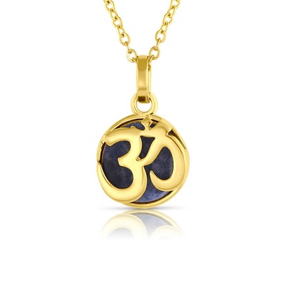 Yoga OM Charm Necklace with the Third-Eye Chakra Natural Sodalite Gemstone