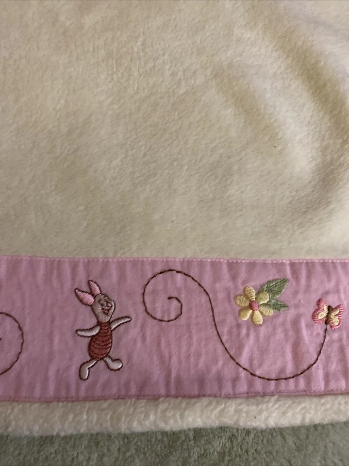 Disney Baby Винни-Пух поросенок тигр вышитый розовый кремовый флисовое одеяло - Изображение 2 из 4