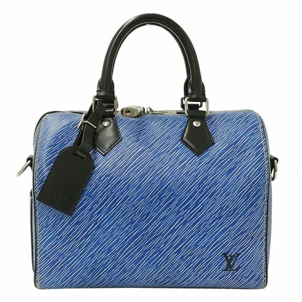 LOUIS VUITTON Speedy Bandouliere 25 Hand Bag Epi Leather Denim Blue M51280