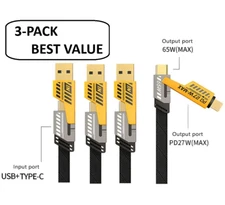 3PACK 4in1 USB Type-C Cable 6ft Data Cord Fast Charging Cable For iPhone Samsung