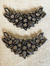 Musi Pewter Rhinestone Shoe Scarf Fur Dress Clip Buckles Set Pair