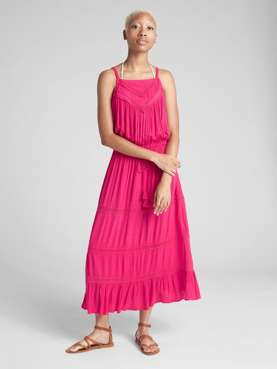 gap lace trim maxi dress Lace-Trim Maxi Dress